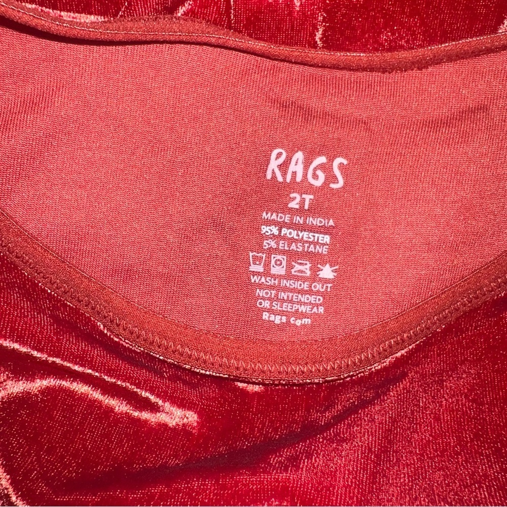 Rags Red crushed Velvet snapless romper snowflakes sz 2T NWT - Picture 3 of 3
